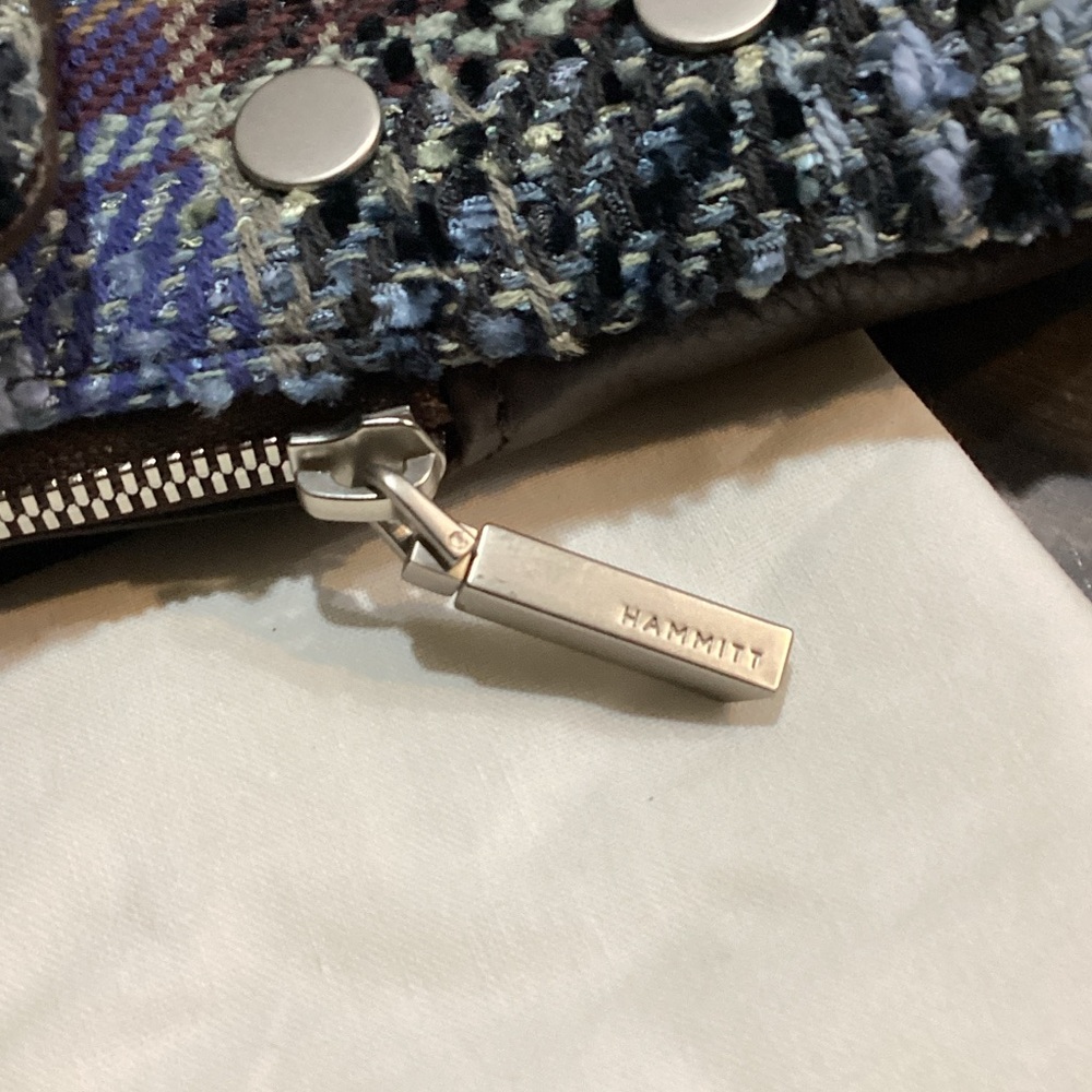 Hammitt Blue and Brown Tweed and Brown Leather VIP Mobile Crossbody Bag - Picture 11 of 12